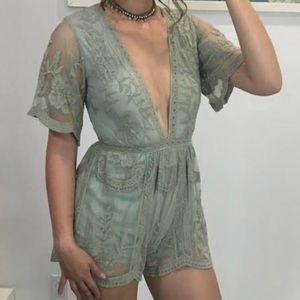 Women’s Lace Sage Romper - Size M